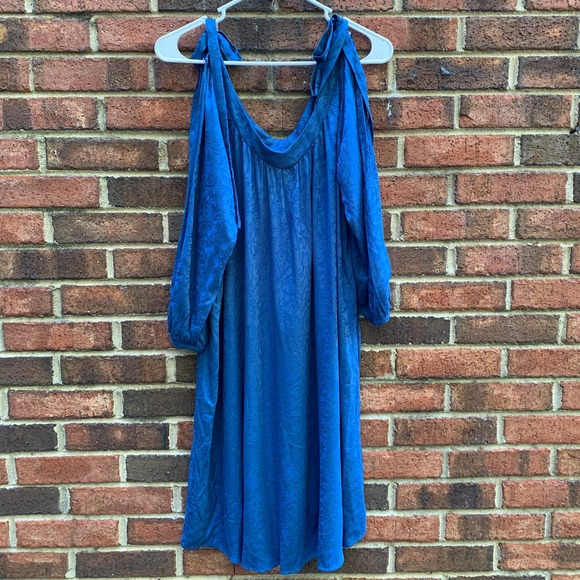 Anthropologie Holding Horses Leyton Blue 3/4 Sleeve Swing Dress NWT Small - Picture 3 of 12